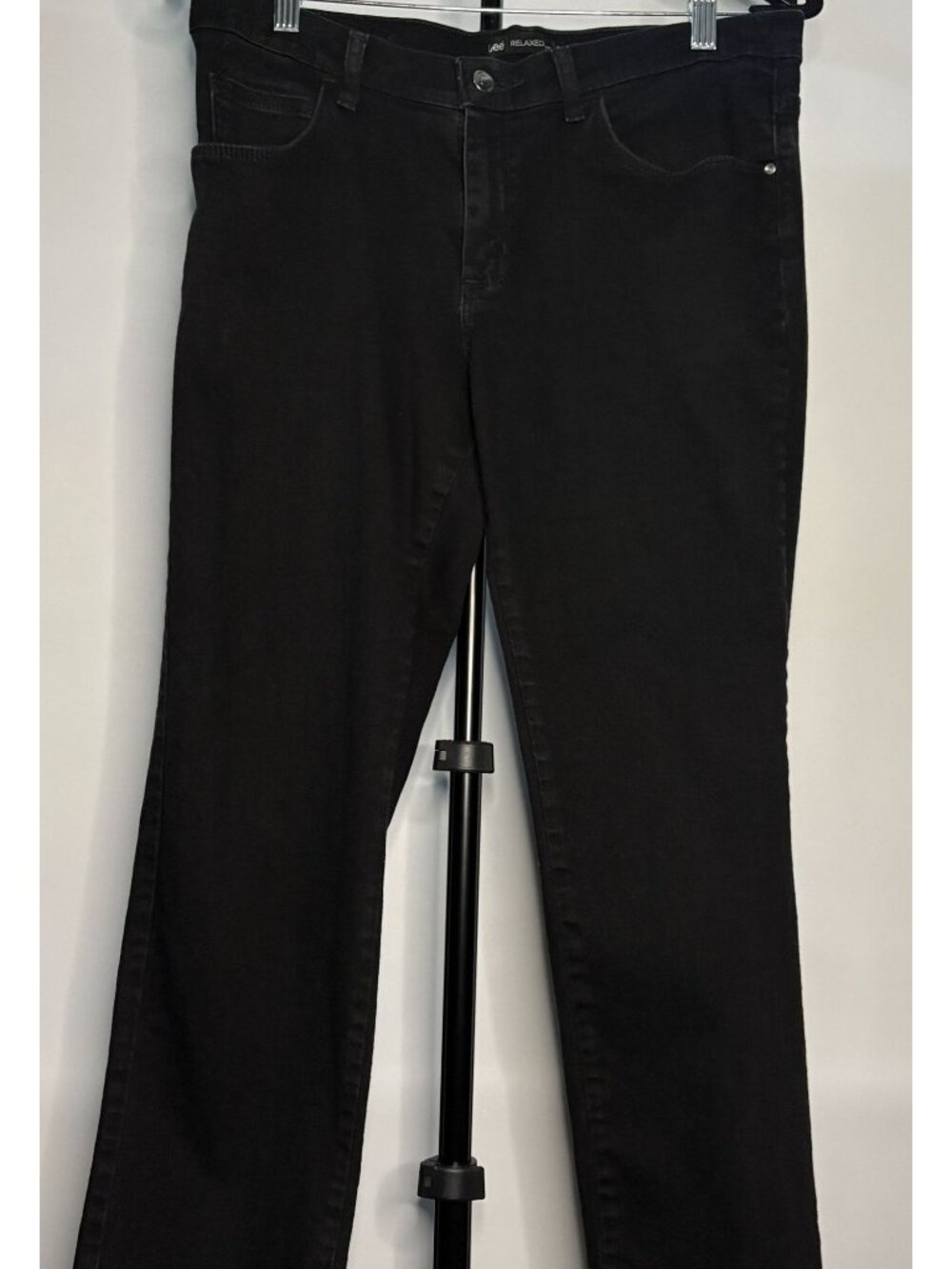Lee Rider Jeans Womens Size 10 Petite Black Straight Relaxed Fit 5 Pocket Denim - Picture 2 of 16